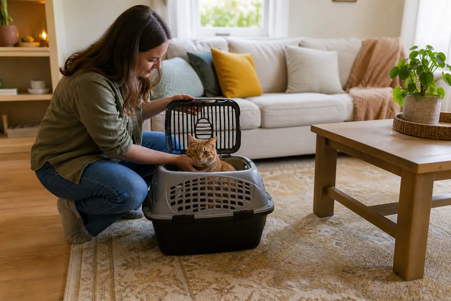 cat caregivers comparing cat carrier top opening for the carrier spends most of the year stored away, then needs to feel familiar before a vet appointment.