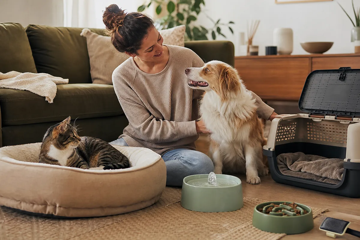 cat caregivers considering cat carrier top opening in an everyday setting