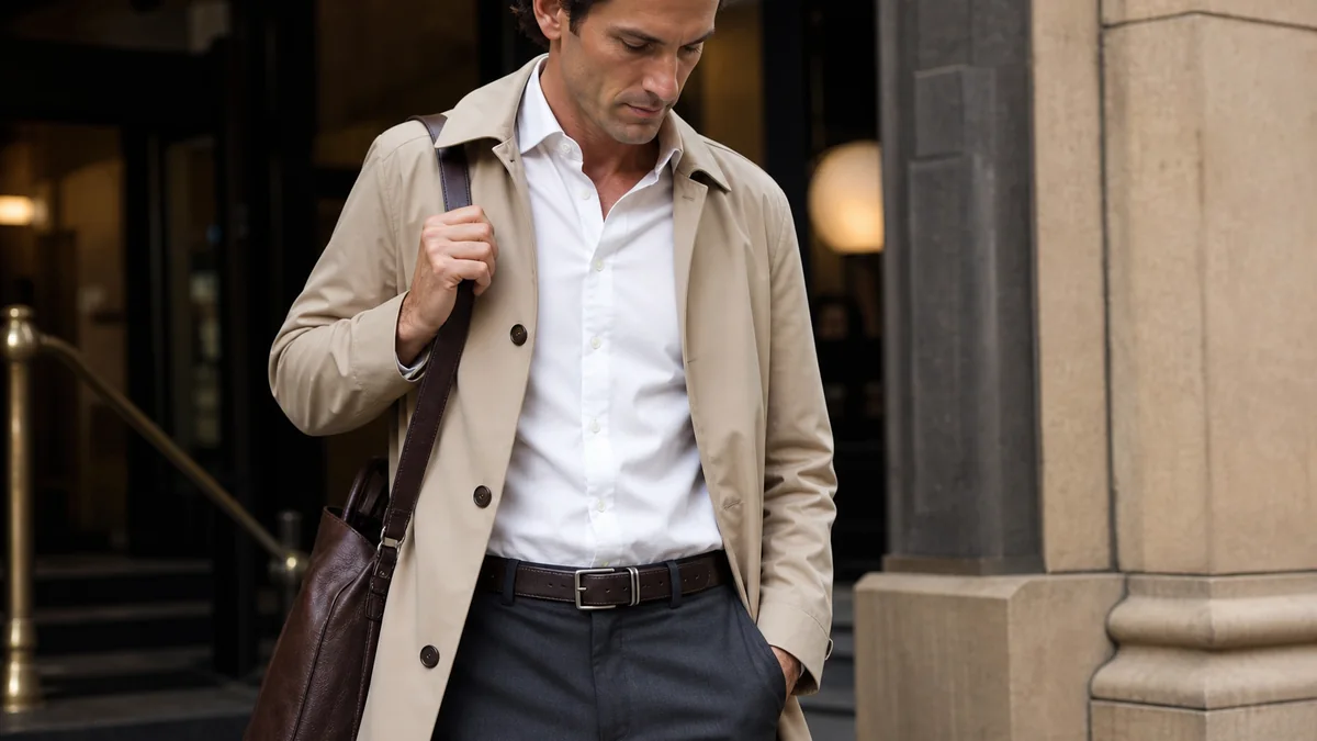 classic leather belt everyday shown in the real-life setting: The same belt should work with jeans on Friday and tailored trousers on Monday.