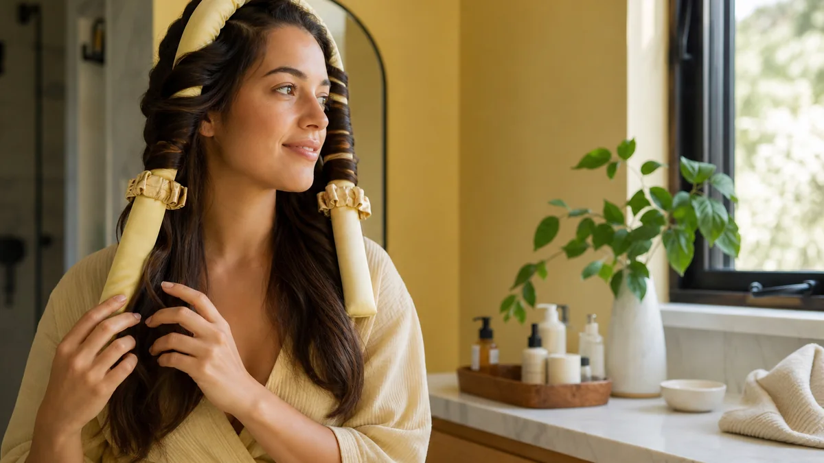 heatless curling set comfortable shown in the real-life setting: You want soft waves without adding another hot tool to an already rushed morning.