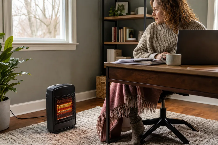 drafty-room workers comparing portable space heater safety for one home-office corner stays cold even when the rest of the house feels comfortable.