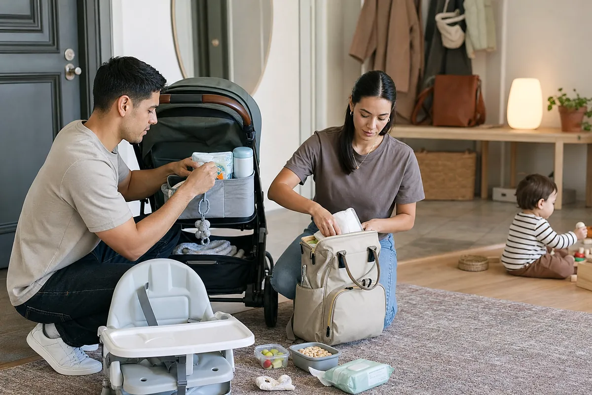 families on the move considering portable travel high chair in an everyday setting