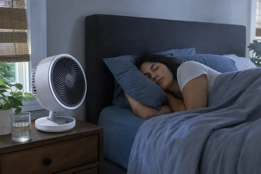 warm sleepers comparing quiet bedroom fan for a warm bedroom needs steady airflow without clicks, bright lights, or a motor hum that grows over time.