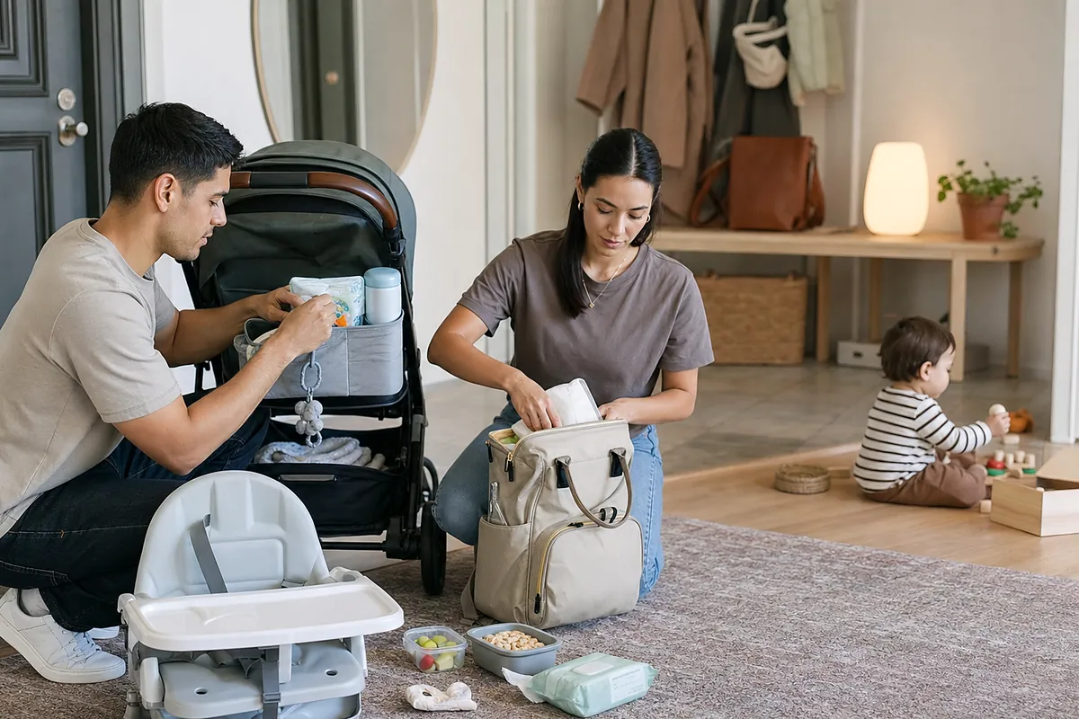 parents on the go considering stroller organizer universal in an everyday setting